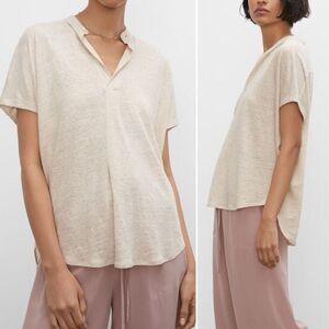 Club Monaco Linen Beige Oversized Cap Sleeve Jandina Tunic Top Small